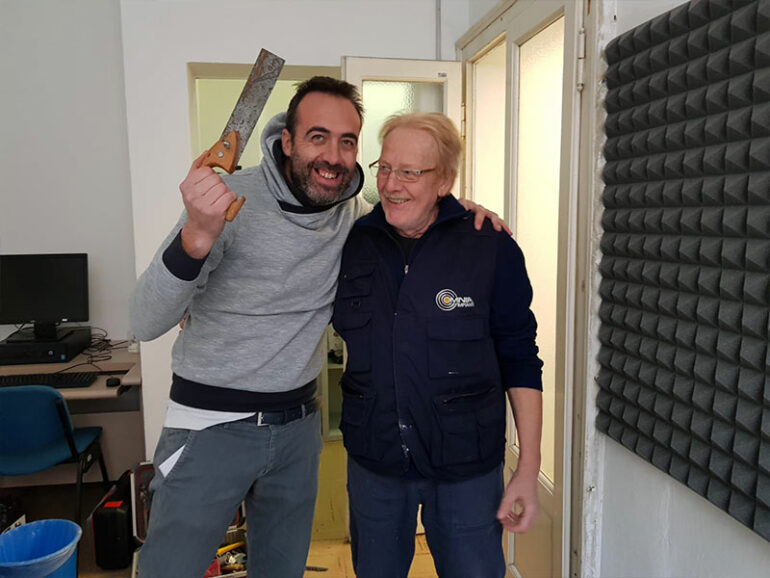 Gianni e Raffaele nella prima sede della radio